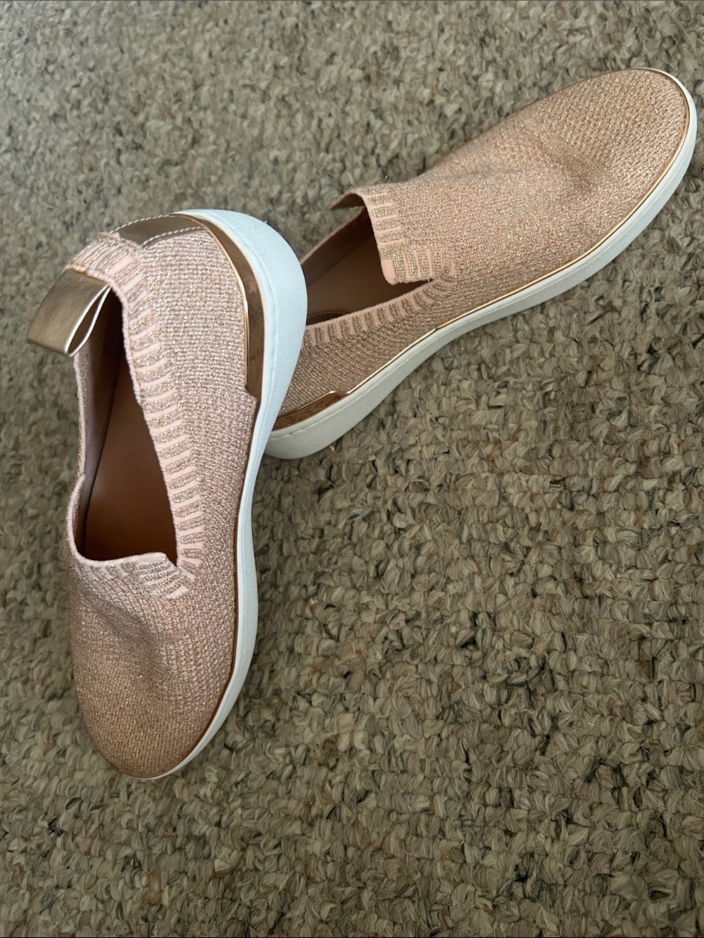 Slip-On Knit Sneakers in Rose Gold